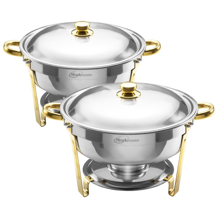 Round Chafing Dish With Gold Trim - 5QT