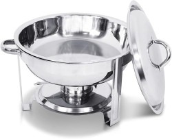 Round Chafing Dish With Silver Trim - 5 QT