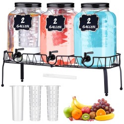 3-Piece 2-Gallon Glass Drink Dispenser