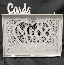 Mr & Mrs White Wooden Card Box