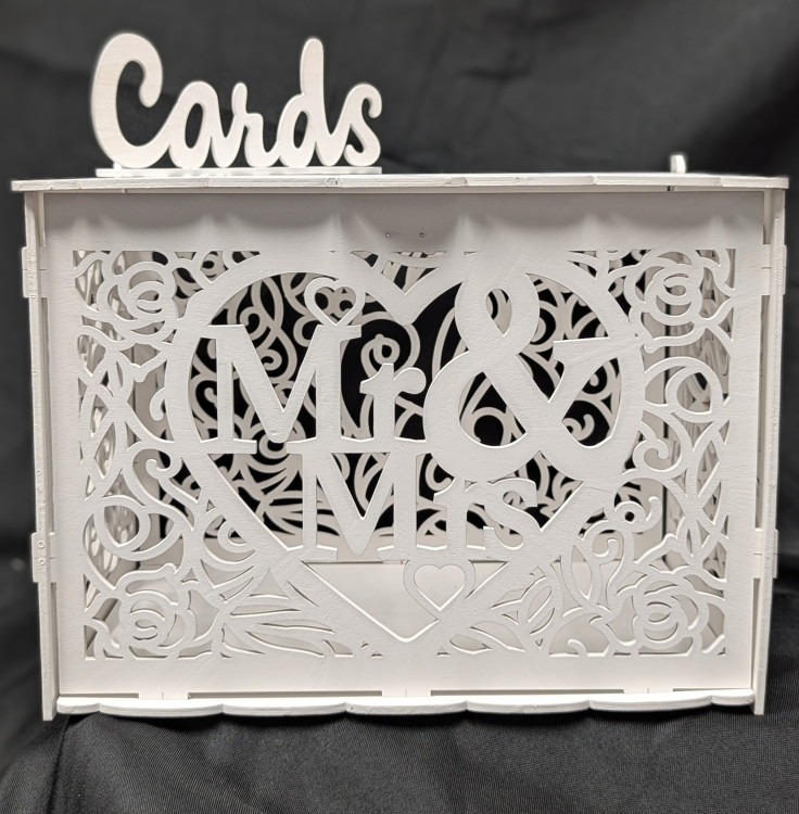 Mr & Mrs White Wooden Card Box