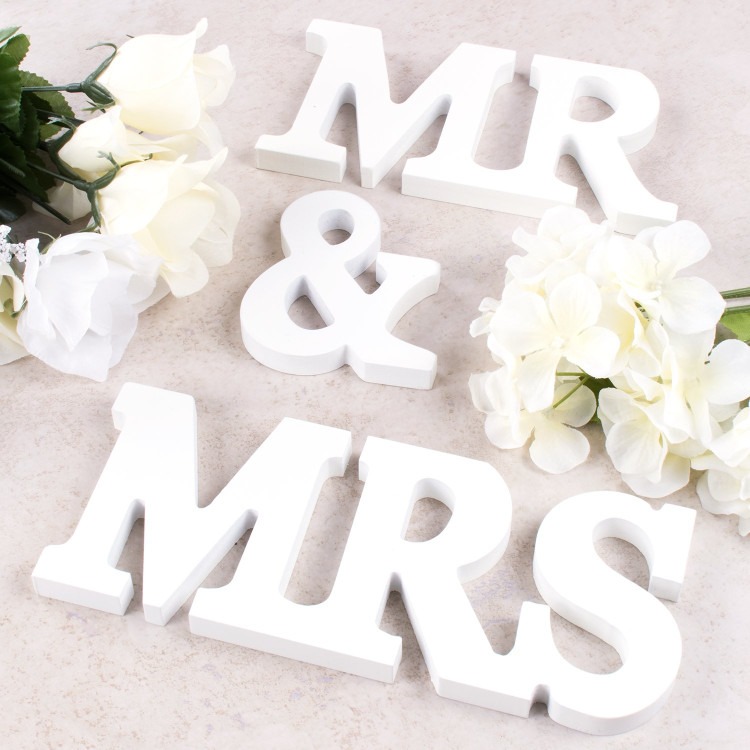 Mr. & Mrs. White Wooden Decor