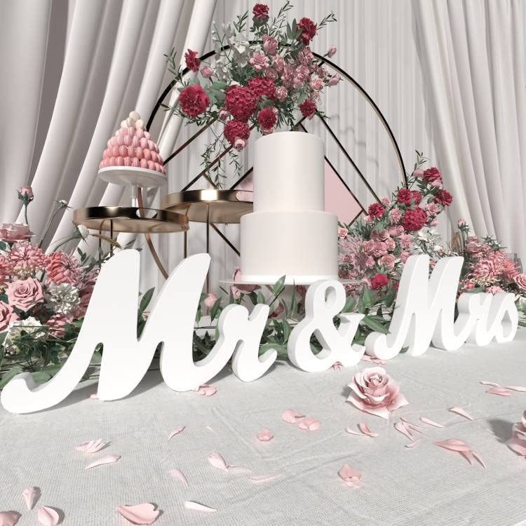Mr. & Mrs. White Wooden Letters